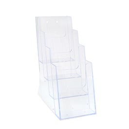 Porta folletos 4 alturas sobremesa 11x21x26 cm transparente Porta folletos 4 alturas sobremesa 11x21x26 cm transparente