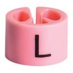 Marca talla L para perchas 1,5 cm rosa - 50 unidades