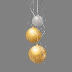 Electrostático de Navidad Bolas glitter 34x100 cm oro/plata