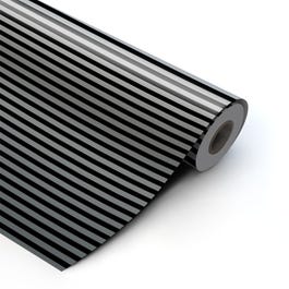 Papel de regalo rayas 62 cm negro/plata - 100 metros +/- Papel de regalo rayas 62 cm negro/plata - 100 metros +/-
