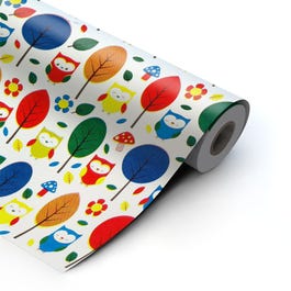 Papel de regalo Búhos y árbol 62 cm multicolor - 100 metros +/- Papel de regalo Búhos y árbol 62 cm multicolor - 100 metros +/-