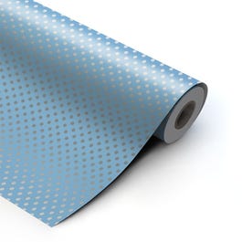 Papel de regalo lunares 31 cm plata/azul - 90 metros +/- Papel de regalo lunares 31 cm plata/azul - 90 metros +/-