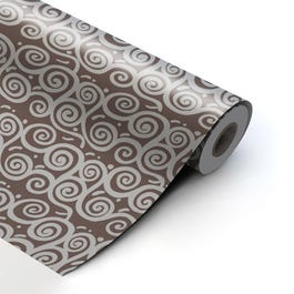 Papel de regalo espirales 31 cm visón/plata - 90 metros +/- Papel de regalo espirales 31 cm visón/plata - 90 metros +/-