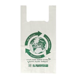 Bolsas de plástico reciclado asa camiseta 40x50 cm blancas - 120 unidades Bolsas de plástico reciclado asa camiseta 40x50 cm blancas - 120 unidades