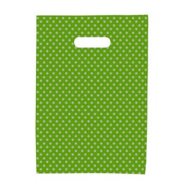 Bolsa de plástico topo asa troquelada 30x5/5x35 cm verde/plata - 100 unidades Bolsa de plástico topo asa troquelada 30x5/5x35 cm verde/plata - 100 unidades