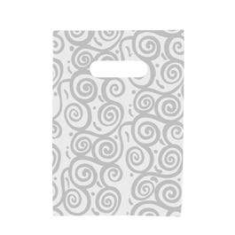 Bolsa de plástico espiral asa troquelada 40x50 cm plata/blanca - 100 unidades Bolsa de plástico espiral asa troquelada 40x50 cm plata/blanca - 100 unidades