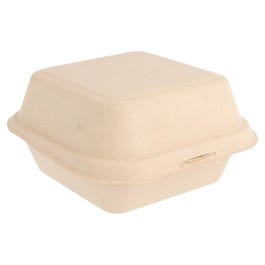 Caja hamburguesas bagazo natural con tapa 450cc 15.2x15x8.4 cm - 50 unidades Caja hamburguesas bagazo natural con tapa 450cc 15.2x15x8.4 cm - 50 unidades