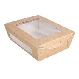 Caja de cartón con tapa y ventana 700 cc 16x12x5 cm kraft/transparente - 50 unid Caja de cartón con tapa y ventana 700 cc 16x12x5 cm kraft/transparente - 50 unid