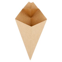 Cono patatas fritas cartón con espacio para salsas Kraft 100g 12,5x22 cm - 200 u Cono patatas fritas cartón con espacio para salsas Kraft 100g 12,5x22 cm - 200 u