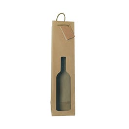 Bolsa 1/2 botella NEW con ventana 7,2x6,8x31 cm marrón - 10 unidades Bolsa 1/2 botella NEW con ventana 7,2x6,8x31 cm marrón - 10 unidades