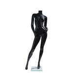 Maniquí mujer sin cabeza posición ladeada 177 cm negro lacado