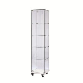 Vitrina expositora 4 estantes con cerradura 40x40x180 cm blanca/transparente Vitrina expositora 4 estantes con cerradura 40x40x180 cm blanca/transparente