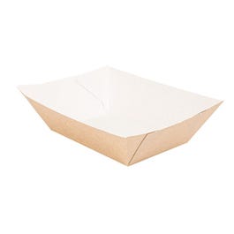 Bandeja cartón 480 gramos 10x6,2x4,8 cm marrón/blanca - 200 unidades Bandeja cartón 480 gramos 10x6,2x4,8 cm marrón/blanca - 200 unidades