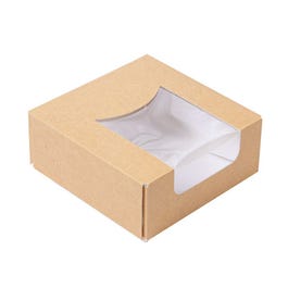 Caja cartón kraft con ventana para sushi 10x10x4 cm marrón - 50 unidades Caja cartón kraft con ventana para sushi 10x10x4 cm marrón - 50 unidades