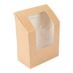 Caja cartón wrap con ventana 9,2x5,1x12,5 cm marrón - 100 unidades