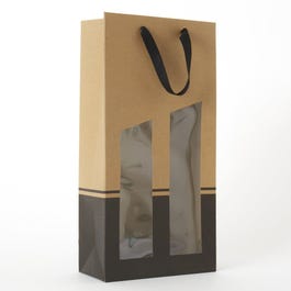 Bolsa 2 botellas ventana 19x9,1x38,5 cm negra/marrón - 10 unidades Bolsa 2 botellas ventana 19x9,1x38,5 cm negra/marrón - 10 unidades