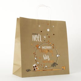 Bolsa de papel asa rizada Cooper 35x14x36 cm marrón/blanca - 25 unidades Bolsa de papel asa rizada Cooper 35x14x36 cm marrón/blanca - 25 unidades