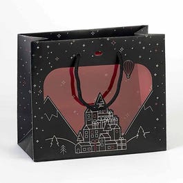 Bolsa de papel asa cordón/ventana Pueblo 20x10x17 cm negro/blanco - 12 unidades Bolsa de papel asa cordón/ventana Pueblo 20x10x17 cm negro/blanco - 12 unidades