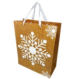 Bolsa de papel asa cordón copo con ventana 26x12x32 cm marrón/blanca - 12 unidad Bolsa de papel asa cordón copo con ventana 26x12x32 cm marrón/blanca - 12 unidad