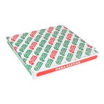 Caja para pizza 33x33x3,8 cm blanca/verde/roja - 100 unidades
