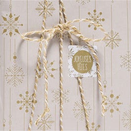Cordón yute 33 mm blanco/oro - 100 metros Cordón yute 33 mm blanco/oro - 100 metros