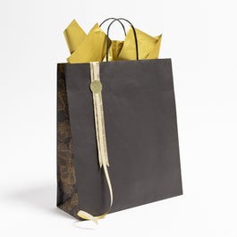 Bolsa de papel asa rizada Plantas 34x14x39,5 cm negra/oro - 50 unidades Bolsa de papel asa rizada Plantas 34x14x39,5 cm negra/oro - 50 unidades