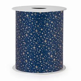 Cinta de regalo Navidad Estrellas 10 mm azul/oro - 250 metros Cinta de regalo Navidad Estrellas 10 mm azul/oro - 250 metros