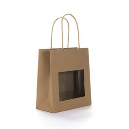 Bolsas de papel asa rizada con ventana 18x8x19 cm marrones - 12 unidades Bolsas de papel asa rizada con ventana 18x8x19 cm marrones - 12 unidades