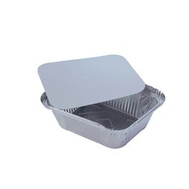 Bandeja aluminio + tapa 450 cc 14,7x12,3x4,1 cm plata - 100 unidades Bandeja aluminio + tapa 450 cc 14,7x12,3x4,1 cm plata - 100 unidades