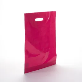 Bolsa de plástico asa troquelada 35x4x45 cm fucsia - 100 unidades Bolsa de plástico asa troquelada 35x4x45 cm fucsia - 100 unidades