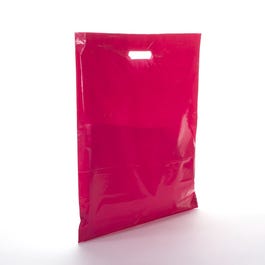 Bolsa de plástico asa troquelada 45x4x50 cm fucsia - 100 unidades Bolsa de plástico asa troquelada 45x4x50 cm fucsia - 100 unidades