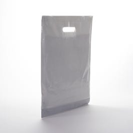 Bolsa de plástico asa troquelada 35x45 cm gris - 100 unidades Bolsa de plástico asa troquelada 35x45 cm gris - 100 unidades
