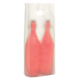 Bolsa de plástico 2 botellas 16x4/4x46 cm transparente - 100 unidades Bolsa de plástico 2 botellas 16x4/4x46 cm transparente - 100 unidades