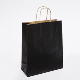 Bolsa de papel kraft asa rizada 24x10x31 cm negra - 50 unidades Bolsa de papel kraft asa rizada 24x10x31 cm negra - 50 unidades