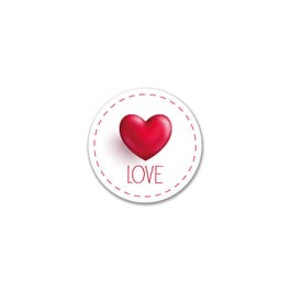 Etiquetas adhesivas corazón Love 3 cm blancas/rojas - 250 unidades Etiquetas adhesivas corazón Love 3 cm blancas/rojas - 250 unidades