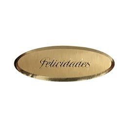 Etiquetas adhesivas ovaladas Felicidades 5,5x2 cm oro mate/brillo - 500 unidades Etiquetas adhesivas ovaladas Felicidades 5,5x2 cm oro mate/brillo - 500 unidades