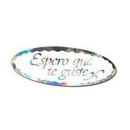 Etiquetas adhesivas iris/oval Espero que 5,5x2 cm blancas/plata - 500 unidades Etiquetas adhesivas iris/oval Espero que 5,5x2 cm blancas/plata - 500 unidades