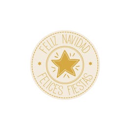 Etiquetas adhesivas Estrella Feliz Navidad 4 cm blancas/oro - 250 unidades Etiquetas adhesivas Estrella Feliz Navidad 4 cm blancas/oro - 250 unidades
