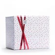 Papel de regalo metalizado Estrellitas 70 cm blanco/rojo/plata - 25 metros