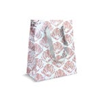Bolsa asa lazo con flores 19x10x23 cm rosa/blanca - 12 unidades