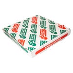 Caja pizza cartón blanco estampado verde y rojo 29x29x4 cm - 100 unidades