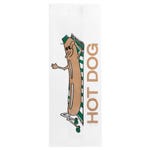 Bolsa papel blanco antigrasa con fuelle impresa para hot dog 7x5x18cm - 500 unid