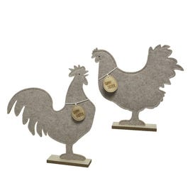 Gallina/gallo fieltro 35x6x40/31,5x6x32 cm gris Gallina/gallo fieltro 35x6x40/31,5x6x32 cm gris