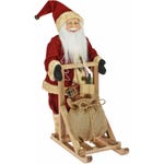 Papá Noel con trineo 21,5x31,5x47 cm rojo/blanco/marrón