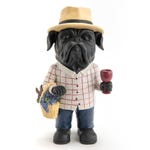 Bulldog con sombrero y copa 34 cm negro/blanco/rojo