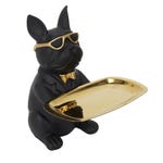 Bulldog con bandeja 21 cm negro/oro