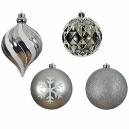 Bolas de Navidad surtidas 15 cm plata brillo/mate - 6 unidades Bolas de Navidad surtidas 15 cm plata brillo/mate - 6 unidades