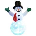 Muñeco de nieve inflable con luz 180 cm blanco/rojo/negro
