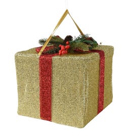 Colgante regalo con lazo 30x30x25 cm oro/rojo Colgante regalo con lazo 30x30x25 cm oro/rojo
