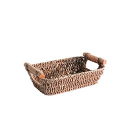 Cesta rectangular con asas de madera 26x17x7 cm madera natural Cesta rectangular con asas de madera 26x17x7 cm madera natural
